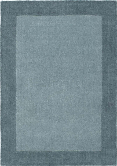 Bordered Duck Egg Blue Wool Rug