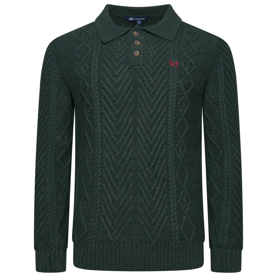 Crew Clothing Company Cable Knit Button Neck Jumper