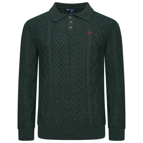 Crew Clothing Company Cable Knit Button Neck Jumper