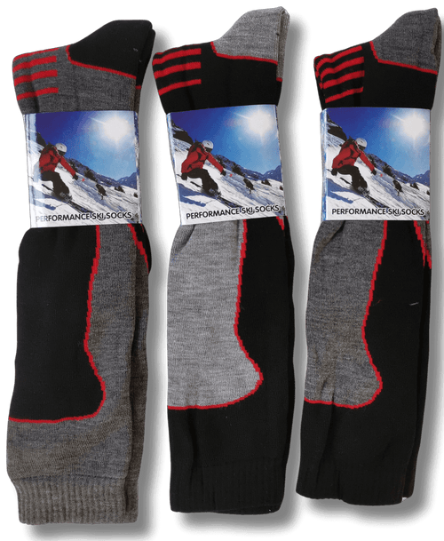 Sock Stack Men's 3 Pack Long Thermal Ski Socks Knee High Moisture Wicking Cushioned