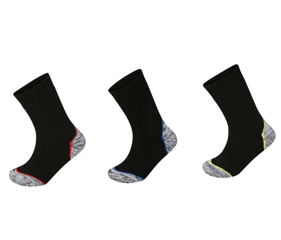 Sock Stack Mens Trekking Socks 3 Pack With Padded Soles Reinforced Heel And Toe Black UK
