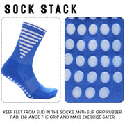 Sock Stack 3 Pairs Blue Anti Slip Football Grip Socks For Men Sports Gym Running Yoga
