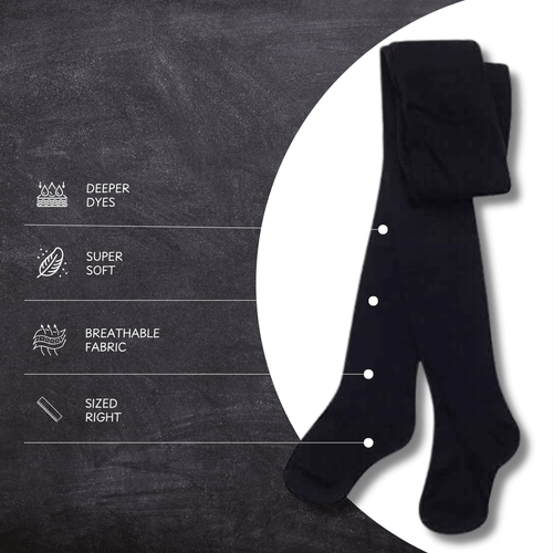 Sock Stack Girls Cotton Lycra Tights 3 Pairs Cotton Rich Back To School Uniform Reinforced Heel Toe Multipack Value
