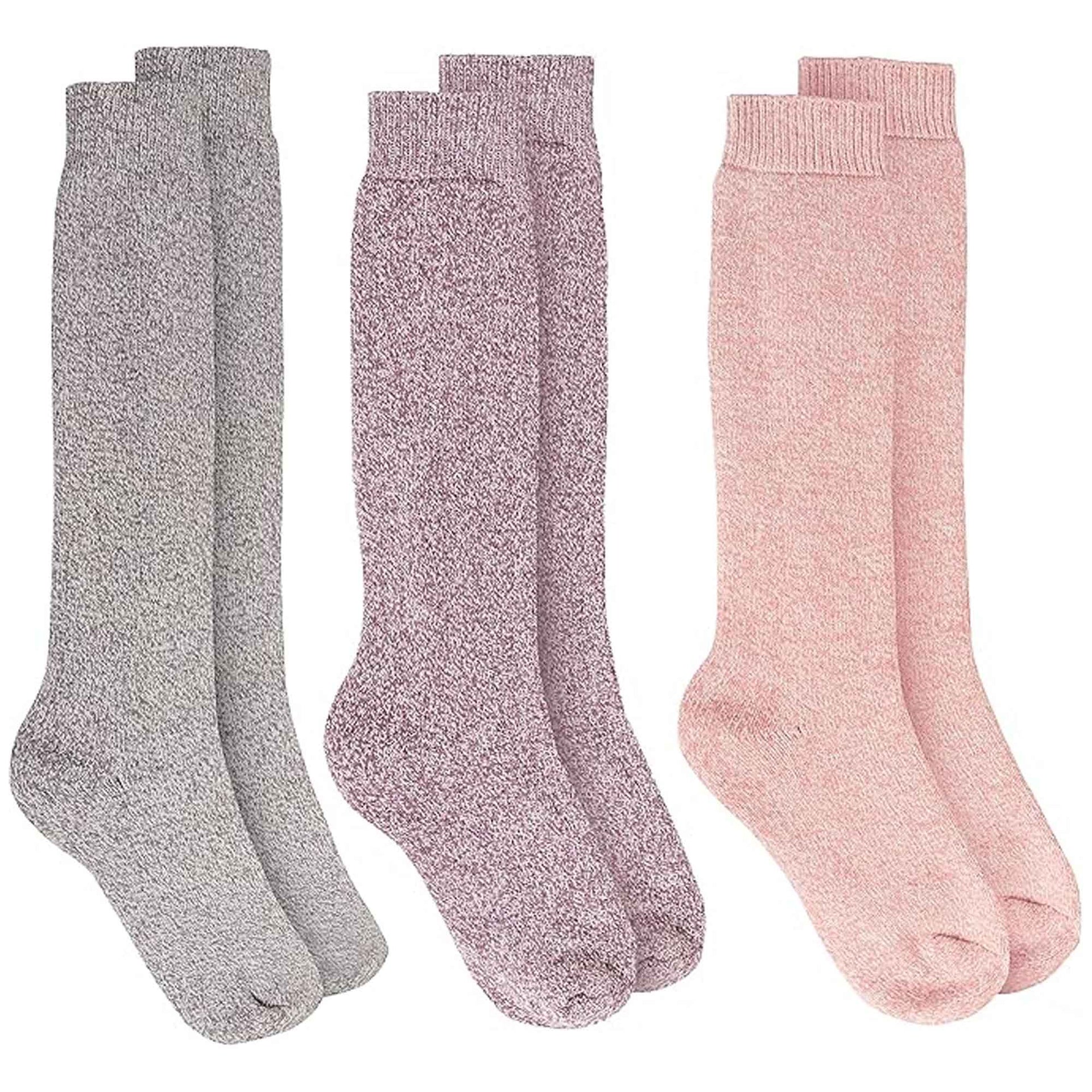 Sock Stack 3 Pairs Womens Wellington Boot Socks Thermal Wool Blend Knee High UK 4-8 EU