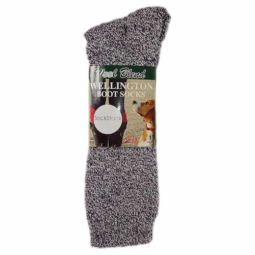 Sock Stack 3 Pairs Womens Wellington Boot Socks Thermal Wool Blend Knee High UK 4-8 EU