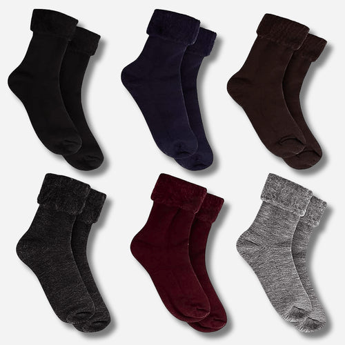 Sock Stack Men's Thermal Fluffy Bed Socks 6 Pairs Ultra Soft Insulated Warm Lounging