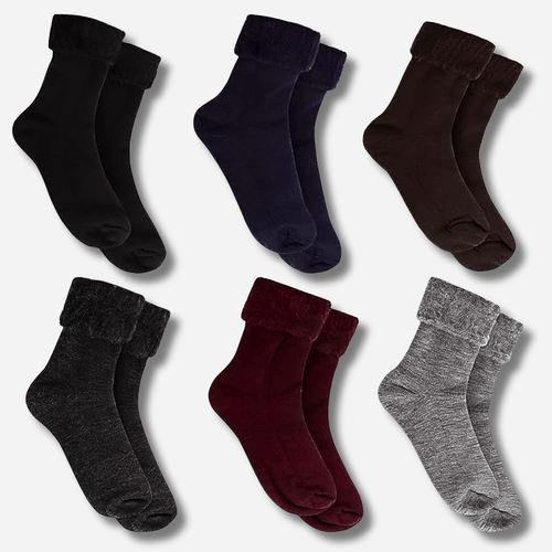 Sock Stack Men's Thermal Fluffy Bed Socks 6 Pairs Ultra Soft Insulated Warm Lounging