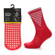 Sock Stack Anti Slip Football Grip Socks For Men 3 Pairs Red For Gym Running Yoga UK 6-8