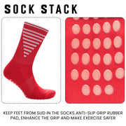Sock Stack Anti Slip Football Grip Socks For Men 3 Pairs Red For Gym Running Yoga UK 6-8