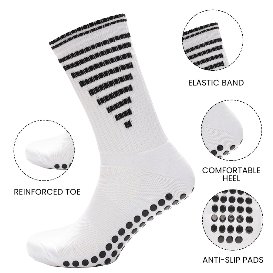 Sock Stack White Anti Slip Football Grip Socks For Men 3 Pairs Ideal For Gym Running Yoga