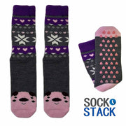 Sock Stack Women's Thermal Slipper Socks 3 Pairs Animal Designs Polar Bears And Kittens