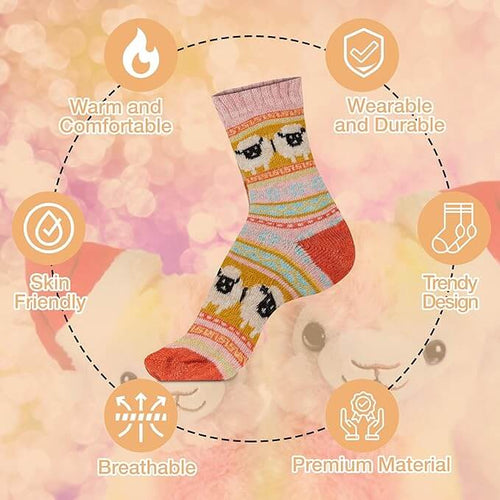 Daisy Dreamer 3 Pairs Womens Alpaca Wool Socks Natural Thermal Winter Boot Socks Non Slip