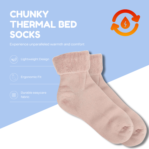 Sock Stack Women's Thermal Bed Socks 3 Pairs Slipper Socks UK Size 4-7 Super Soft