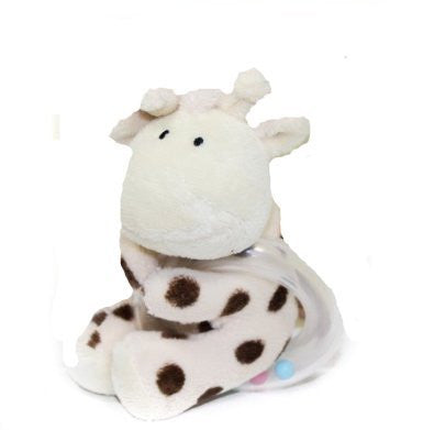 Elli and Raff Cute Adorable Stuffed Cow Toy with Multi-colored Balled Rattle - Giraffe