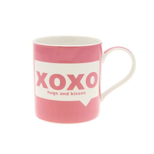 xoxo hugs and kisses Text Talk Acronyms Pink Fine China Mug in Gift Box