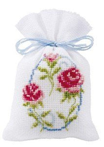 Pink Roses Potpourri Bag Cross Stitch Kit