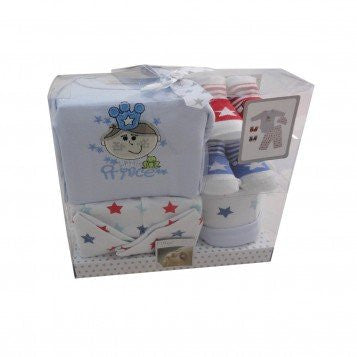 Babies' 5 piece Gift Set "Little Prince" 0-3 mths. Also comes in "Little Princess" Pink. 0-3 mths & 3-6 mths.