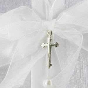 Silver Cross & Heart Christening Guest Book, gift