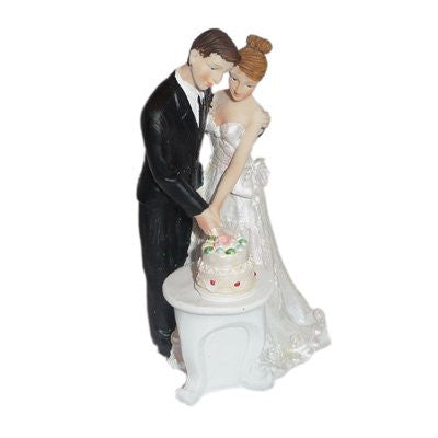 Bride & Groom Cutting Cake Together Cake Topper (XCCM121)