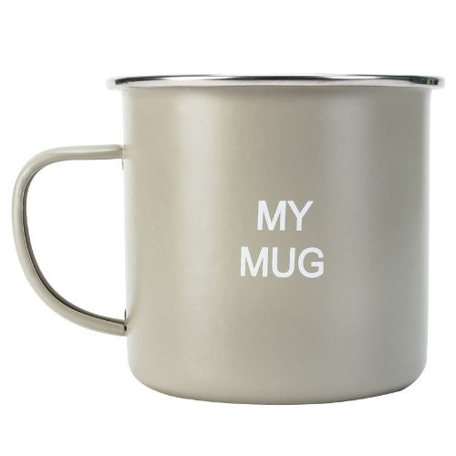 New Pale Olive Green Home Sweet Home Enamelled Vintage Retro Tin My Mug Kitchen