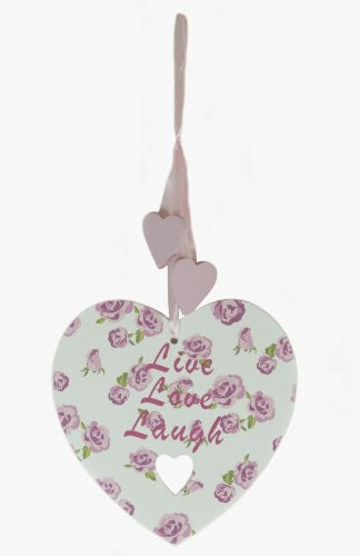 Rose Bouquet LIVE LOVE LAUGH Heart Shaped Plaque