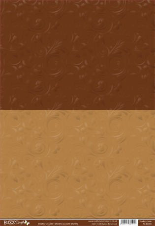 rustic charm brown & light brown embossed card 2sheets