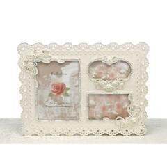 LACE ROSE CREAM FRAME - Holds 3 Pictures