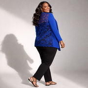 Scallop Hem Lace Back Open Front Cardigan