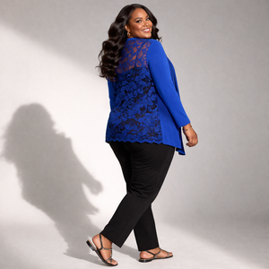 Scallop Hem Lace Back Open Front Cardigan