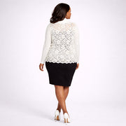 Scallop Hem Lace Back Open Front Cardigan