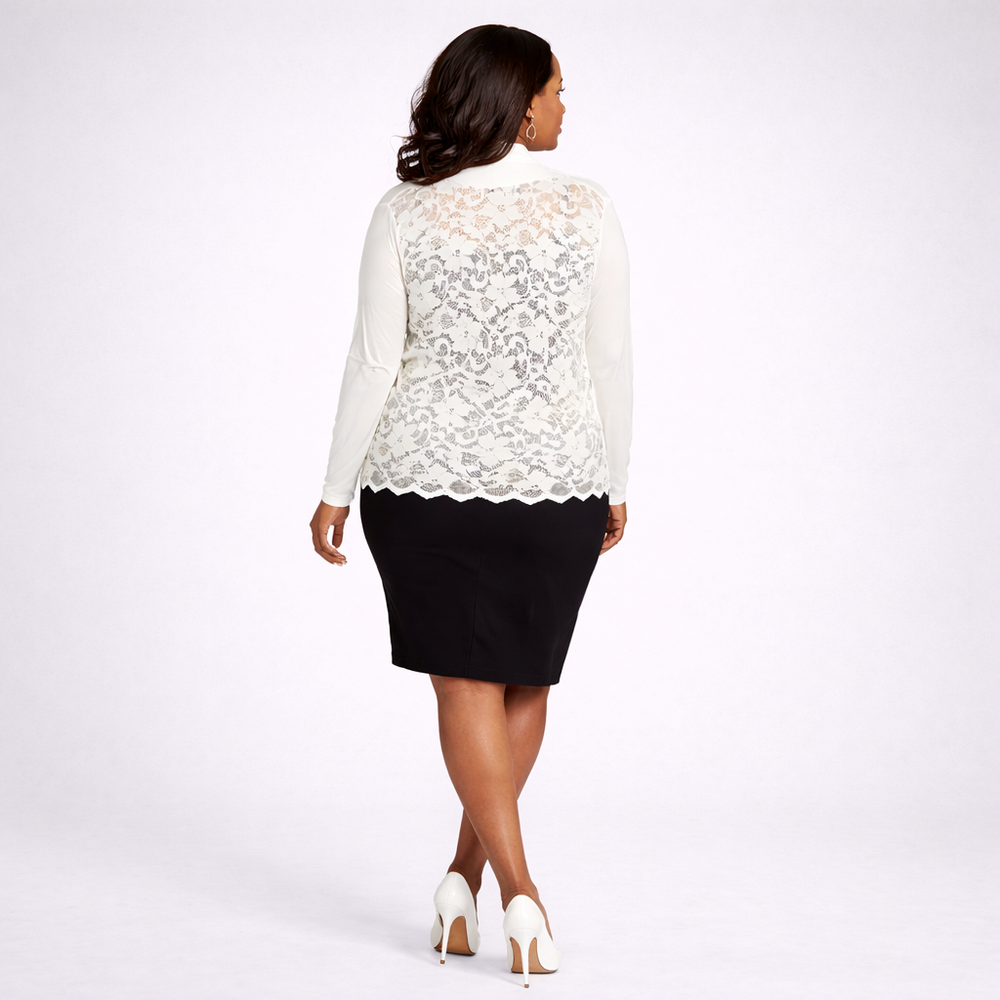 Scallop Hem Lace Back Open Front Cardigan