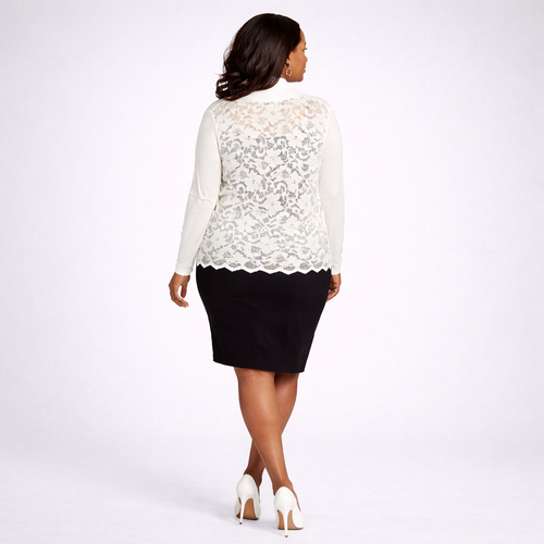 Scallop Hem Lace Back Open Front Cardigan