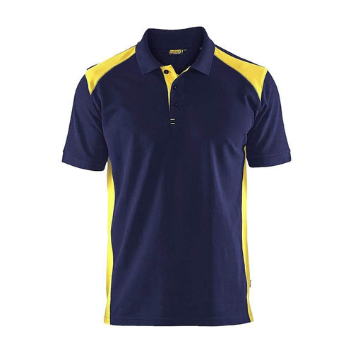 Blaklader 3324 Short Sleeve Polo Shirt Navy Blue / Hi-Vis Yellow