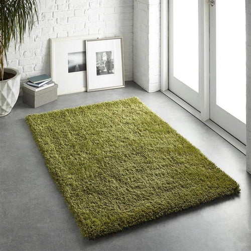 Chicago Olive Green Shaggy Rug