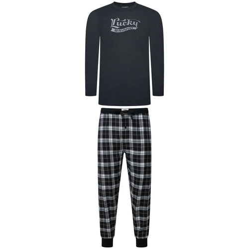 Lucky Brand Crew Neck & Closed Hem Flannel Pant Pyjama Set