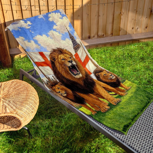 England - 3 Lions London - Beach Towel