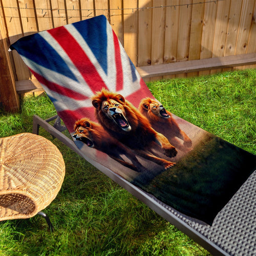 Union Jack - 3 Lions - Beach Towel