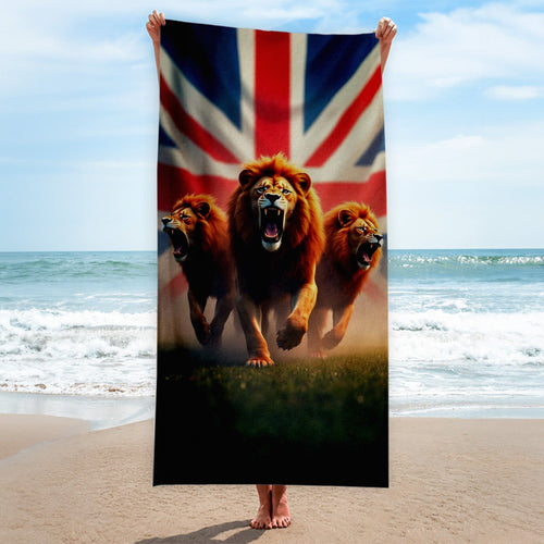 Union Jack - 3 Lions - Beach Towel