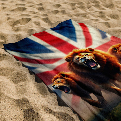 Union Jack - 3 Lions - Beach Towel