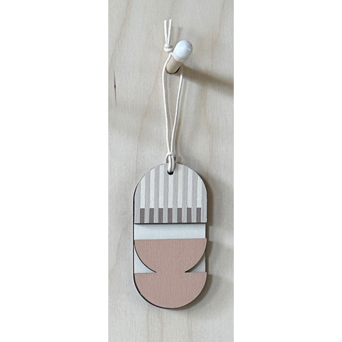 Mini Mid-Century Wall Art - Little Wooden Decoration - Pink & Natural Decor