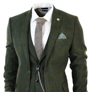 STZ71 - Men's 3 Piece Suit Wool Tweed Green Blue Brown Check 1920s Gatsby Formal Dress Suits
