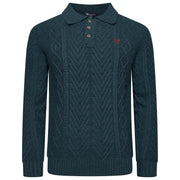 Crew Clothing Company Cable Knit Button Neck Jumper