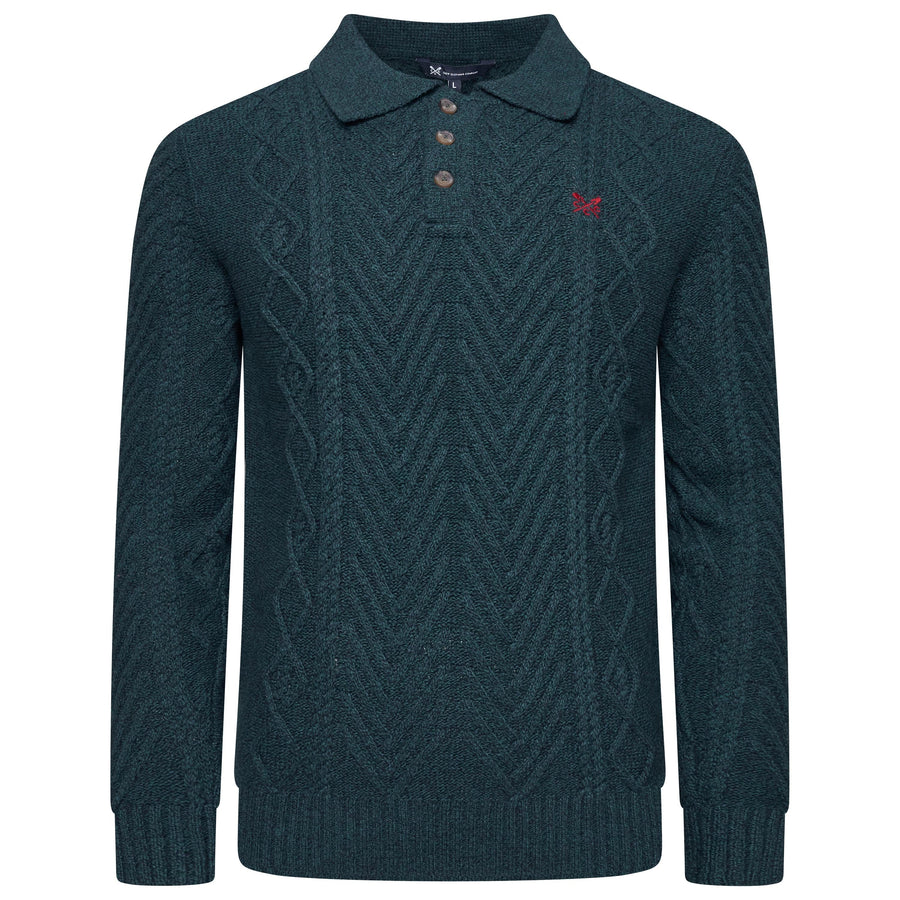 Crew Clothing Company Cable Knit Button Neck Jumper