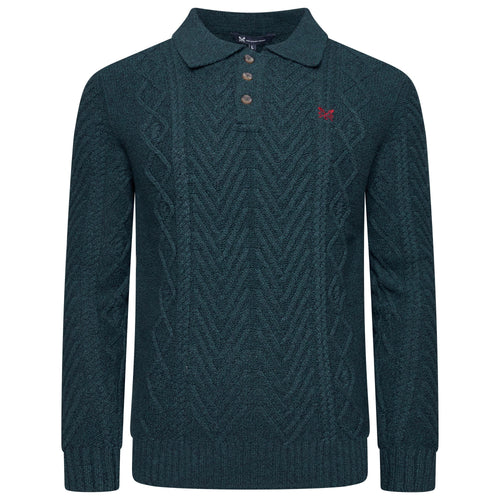 Crew Clothing Company Cable Knit Button Neck Jumper