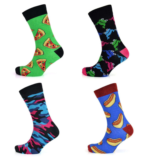 Sock Stack 4 Pack Mens Christmas Socks Cotton Rich Novelty Festive Designs UK 6-11 EUR