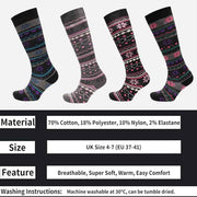 Sock Stack Ladies Ski Boot Socks Knee Length 4 Pairs Cotton Rich Full Cushioning Thermal