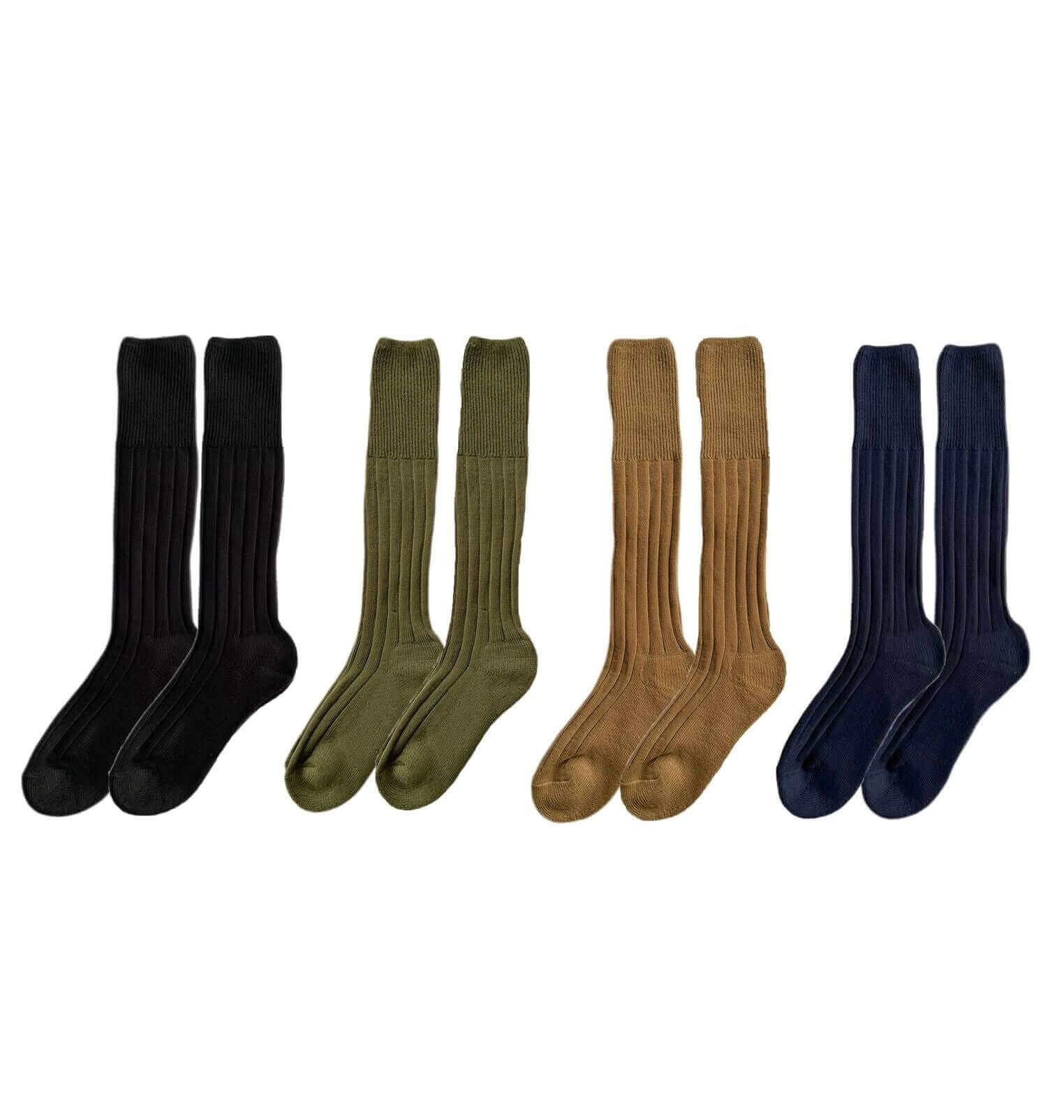 Sock Stack 4 Pack Men's Knee High Army Socks Cushioned Terry Reinforced Toe Arch Support