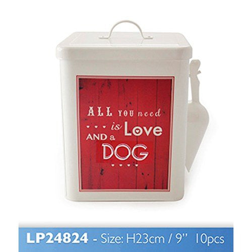 vintage word dog food tin love and a dog one supplied