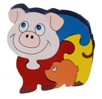 Farmyard Friends Wooden Jigsaw Set of 4 - Piggy, Cow, Sheep, Horse