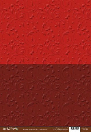 rustic charm red & burgundy embossed card 2sheets